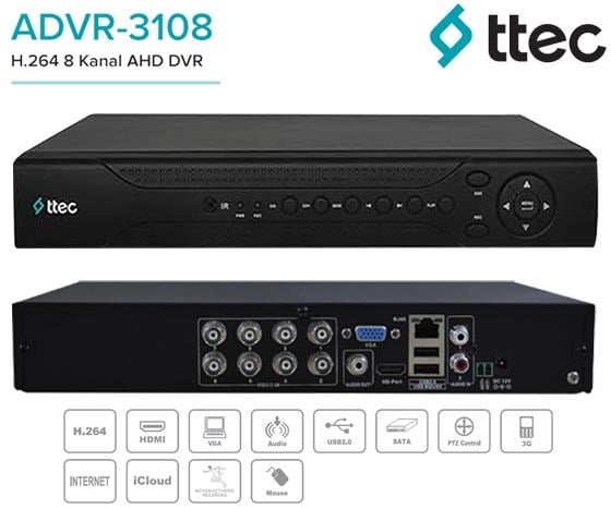 TTEC ADVR-3108 8 KANAL AHD KAYIT CİHAZI