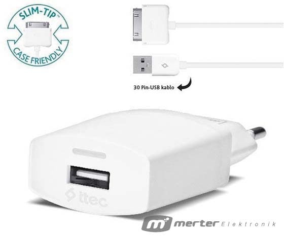 TTEC COMPACT IPHONE 4 ŞARJ ALETİ (1 AMPER)(2SCC751B)