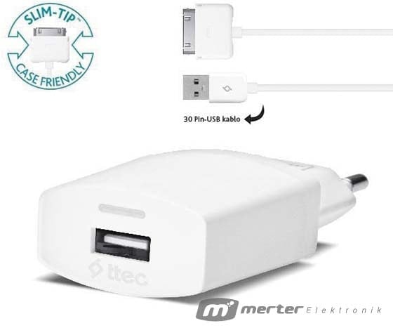 TTEC COMPACT IPHONE 5 ŞARJ ALETİ (1 AMPER)(2SCC2001)