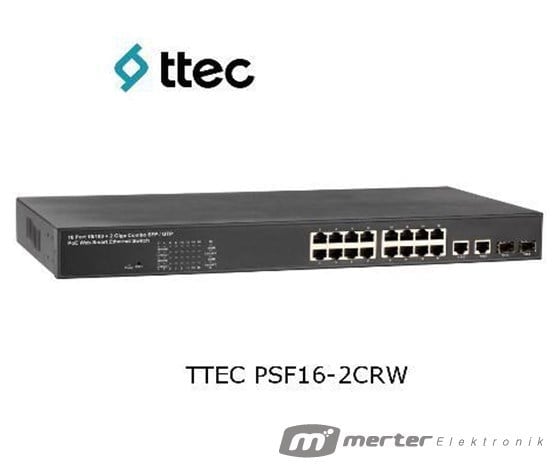 TTEC PSF16-2CRW 16 PORT 10/100 MBPS POE RACK TİPİ WEB SMART SWITCH