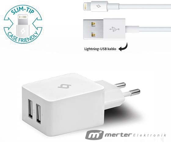 TTEC QUANTUM DUO IPHONE 5 ŞARJ ALETİ (2.4 AMPER)(2SCM02)