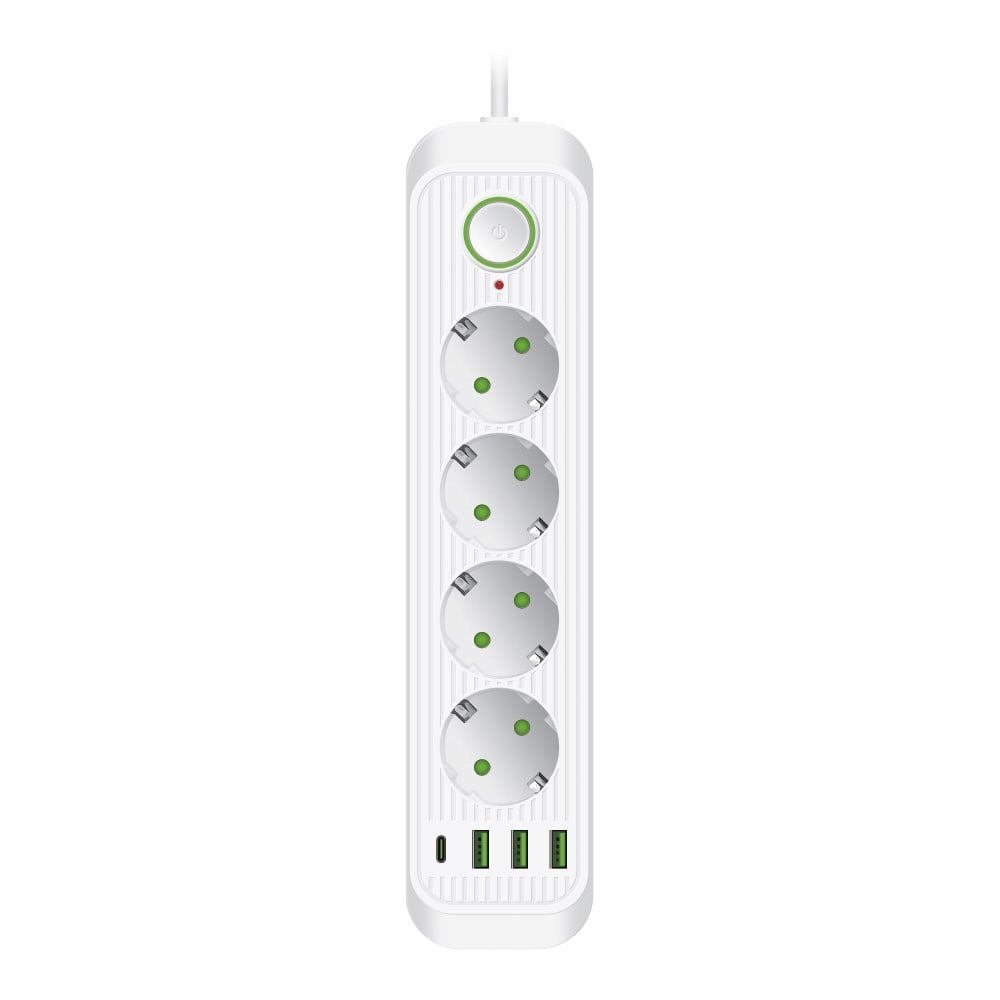 VEA VE-F64UW 4'LÜ 3 USB'Lİ ANAHTARLI 1.5 METRE BEYAZ GRUP PRİZ