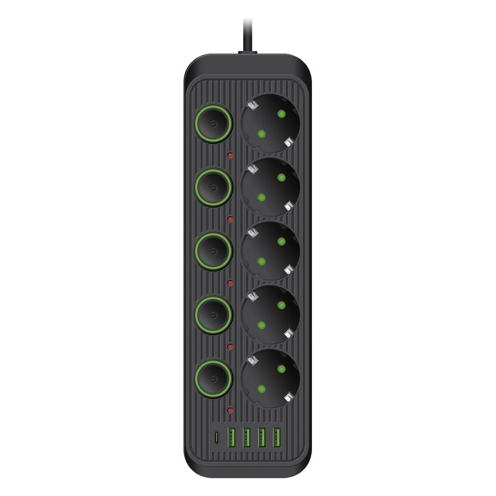 VEA VE-F75UB 5'Lİ 4 USB'Lİ AYRI ANAHTARLI 1.5 METRE SİYAH GRUP PRİZ
