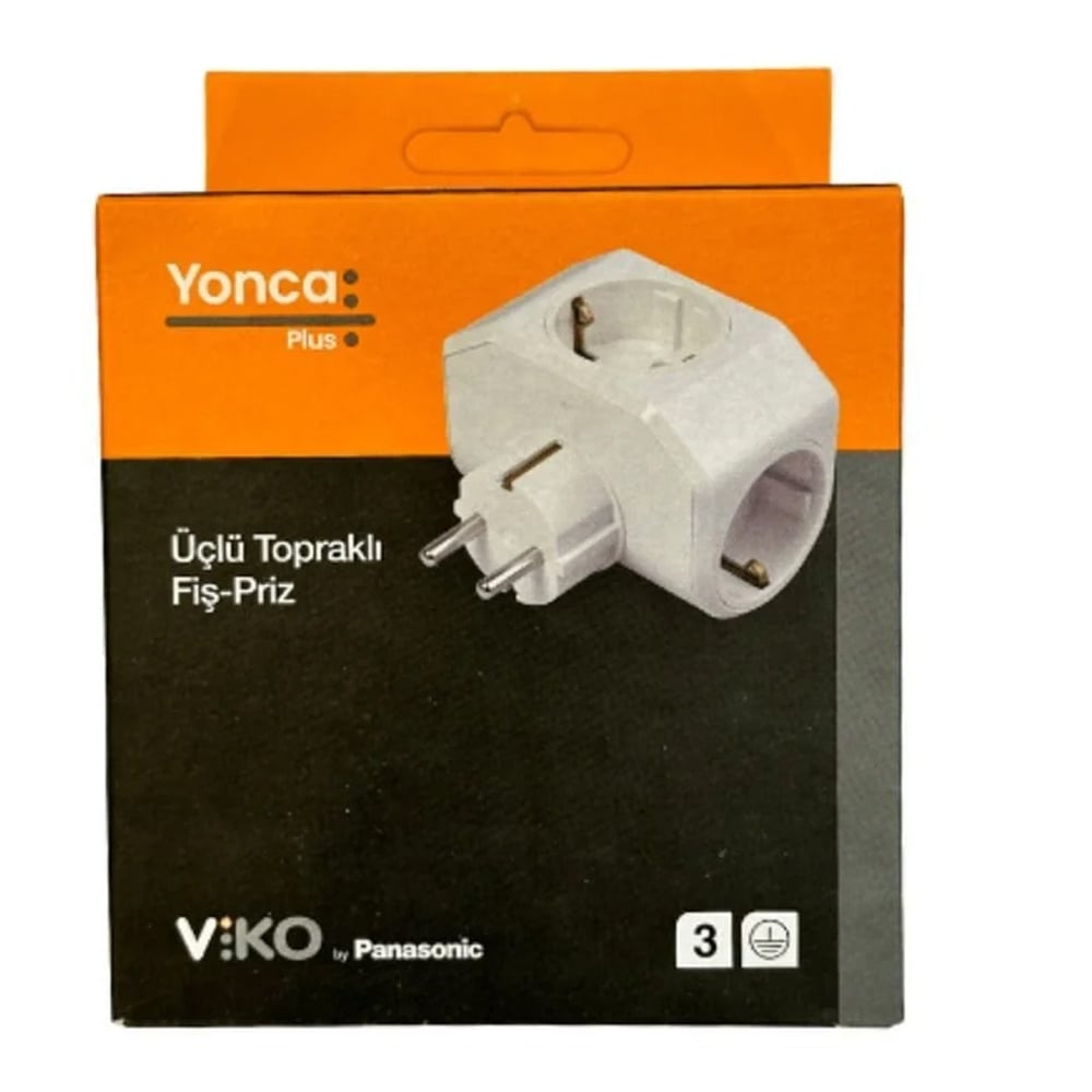 VİKO 3'LÜ PLUS BEYAZ YONCA TOPRAKLI FİŞ PRİZ