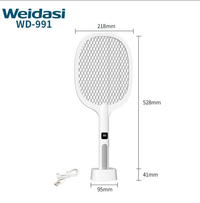 WEIDASI WD-991GB ŞARJLI 3000V MOR IŞIKLI BEYAZ SİNEK ÖLDÜRÜCÜ RAKET