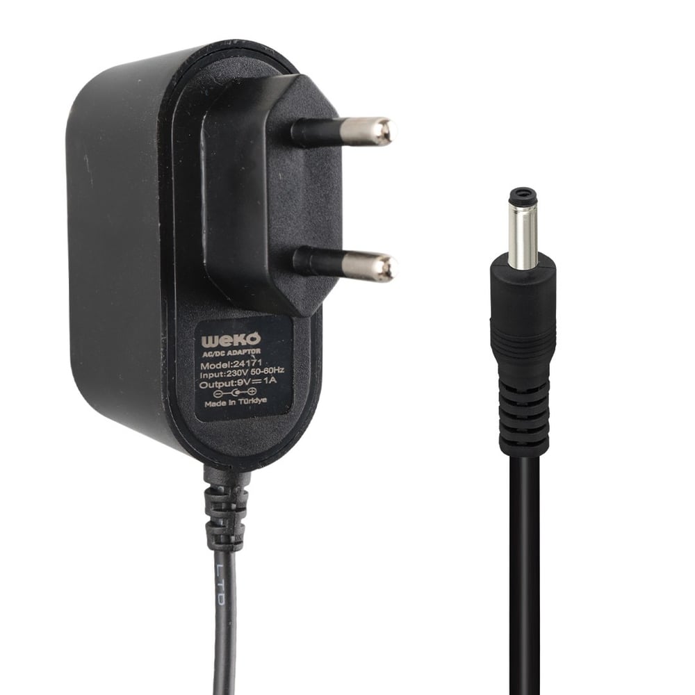 WEKO 9 VOLT - 1 AMPER 3.5*1.35 MM UÇLU YERLİ ÜRETİM PRİZ TİPİ ADAPTÖR
