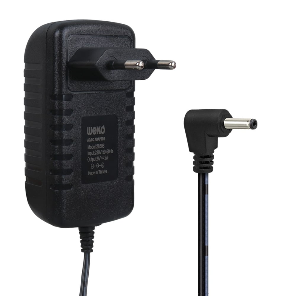 WEKO 9 VOLT - 2 AMPER 3.5*1.35 UÇLU YERLİ ÜRETİM PRİZ TİPİ ADAPTÖR