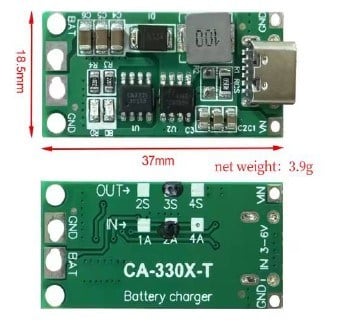 WEKO CA-330X-T TYPE-C 1A/2A/4A 2S 3S 4S STEP-UP BOOST LİTYUM PİL ŞARJ KONVERTÖRÜ