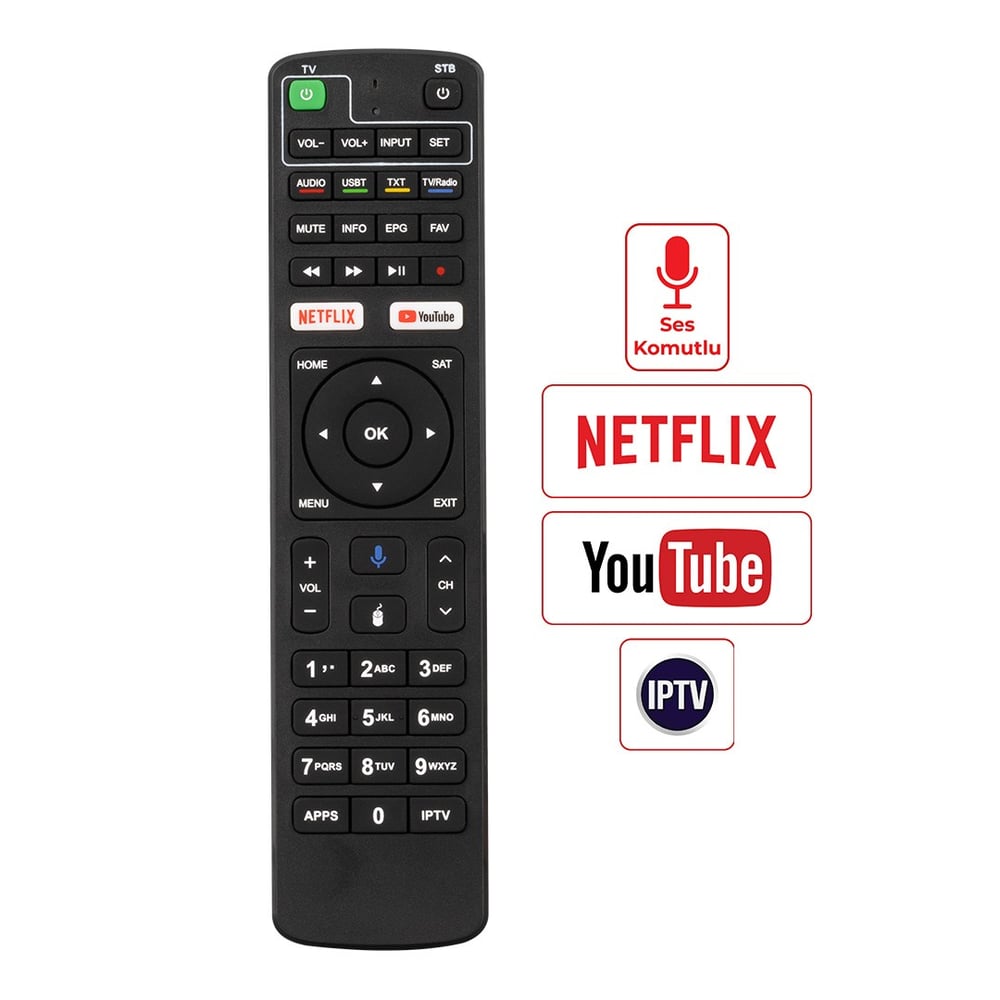 WEKO DREAMSTAR ANDROİD NETFLİX VE YOUTUBE TUŞLU SES KOMUTLU UYDU KUMANDASI