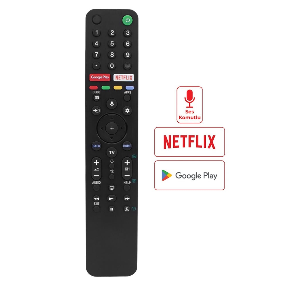 WEKO KL SONY RMF-TX500P KD-43X8007H KD-55X7500H NETFLIX-GOOGLE PLAY TUŞLU SES KOMUTLU LCD TV KUMANDA
