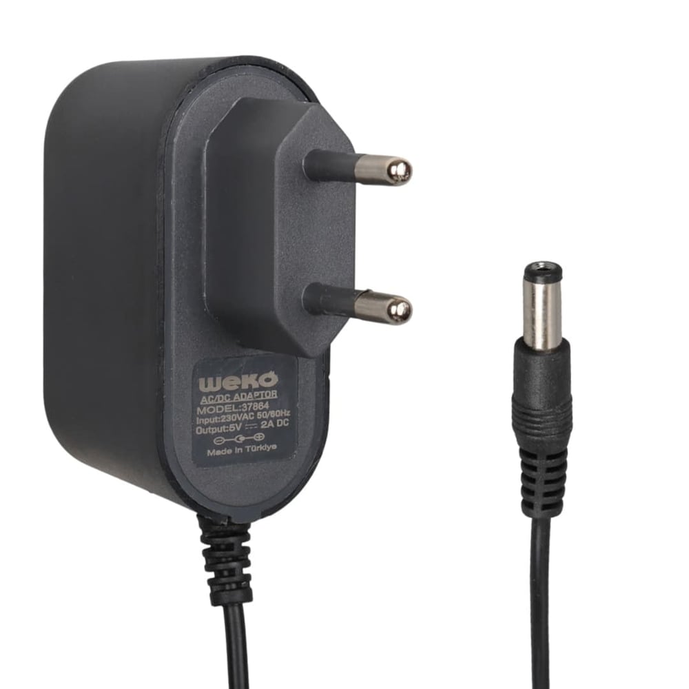 WEKO WK-37864 5 VOLT - 2 AMPER 5.5*2.1 MM UÇLU YERLİ ÜRETİM PRİZ TİPİ ADAPTÖR