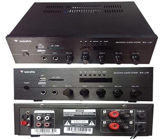 WESTA WA-130 MİNİ-50W 100V/4-16 OHM RADYO-USB-SD 2 MİK GİRİŞLİ TRAFOLU ANFİ