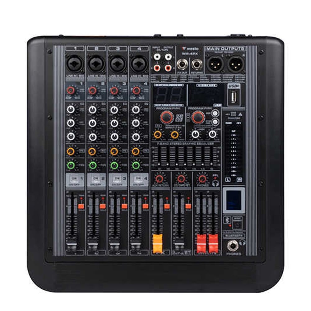 WESTA WM-4PX 2X280W 7 BANT GRAFİK EKOLAYZER 4 KANAL POWER MİXER