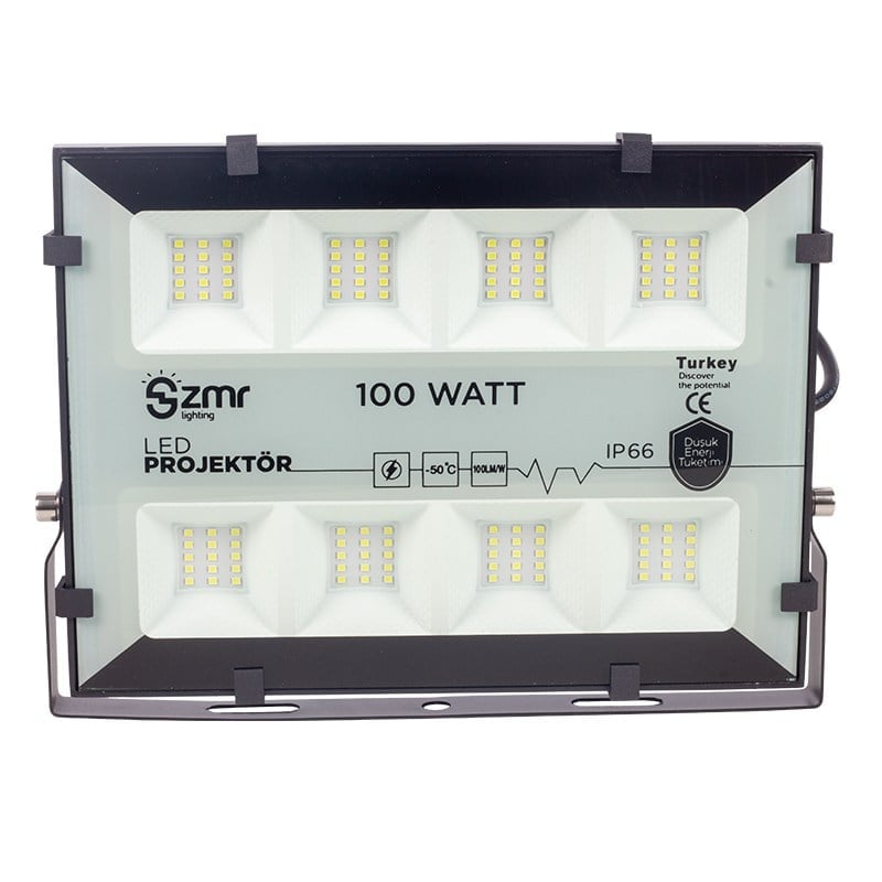 ZMR ZMR-PJ-04 100 WATT - 220 VOLT 6500K IP66 150* IŞIK AÇISI DRIVER'LI BEYAZ KASA LED PROJEKTÖR