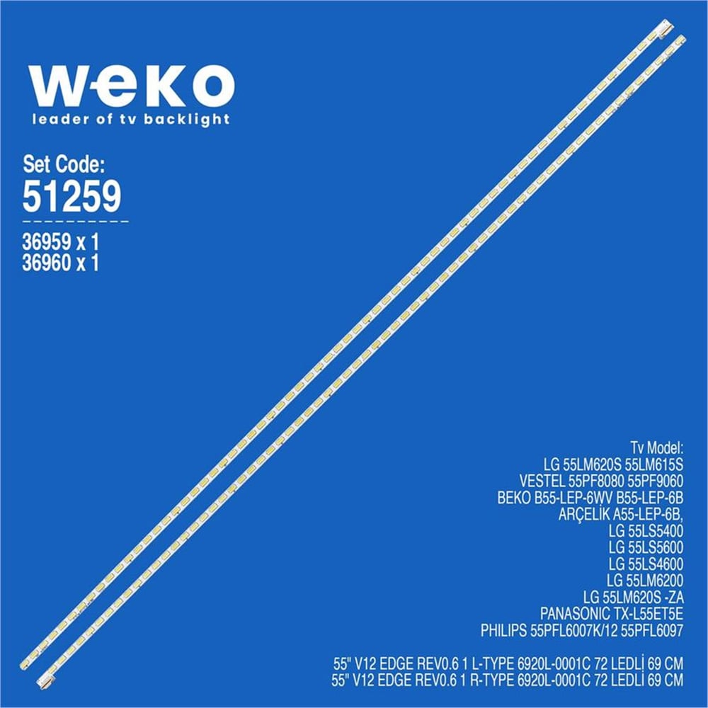 Weko Arçelik A55-LEP-6B 55'' 2 Adet Tv Led Bar - Arçelik Led Bar