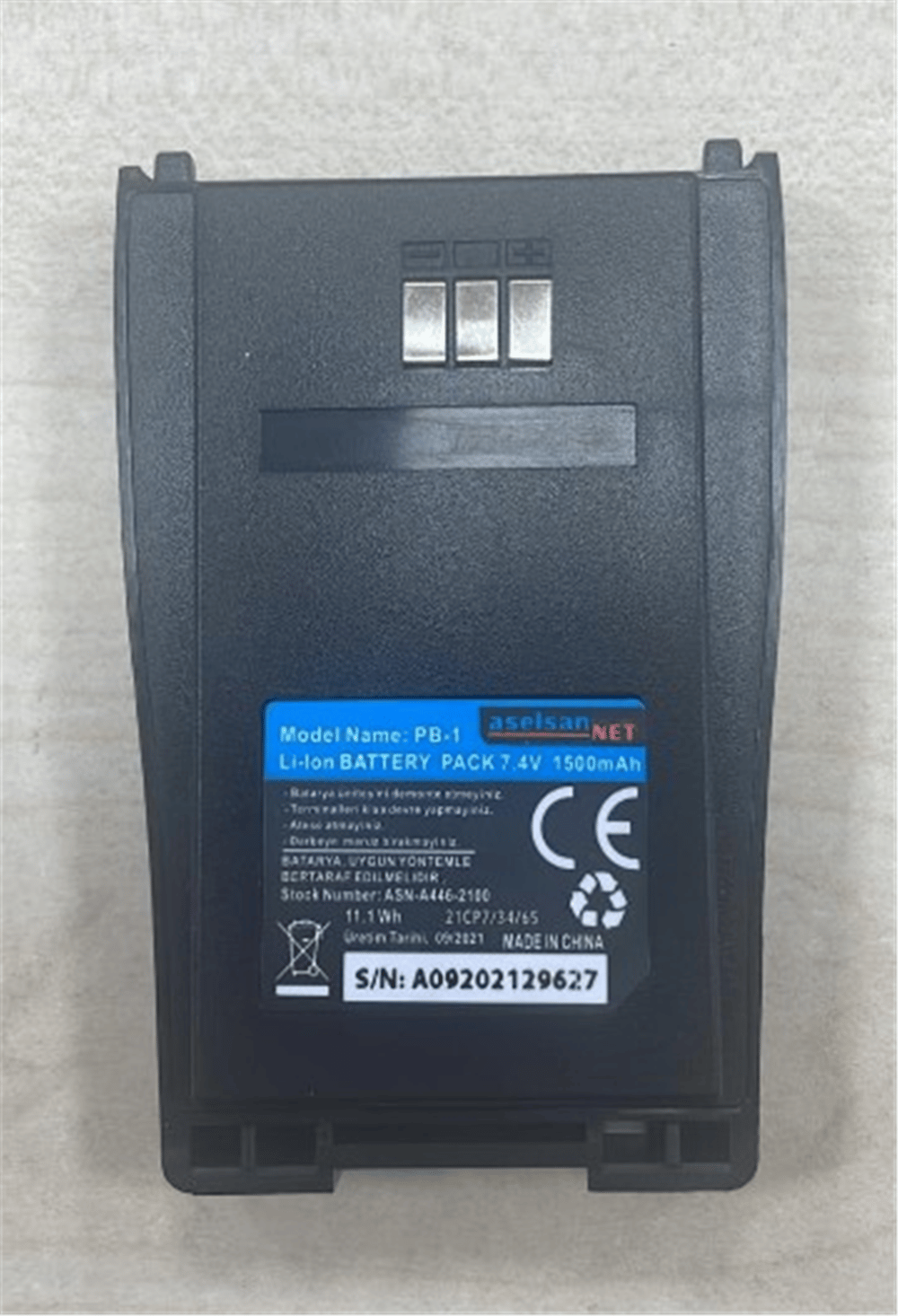 Reyonex ASELSAN PB-1 ASN-A446-2100 7.4 VOLT 1500 MAH 11.1W LI-ION TELSİZ BATARYASI - Telsizler