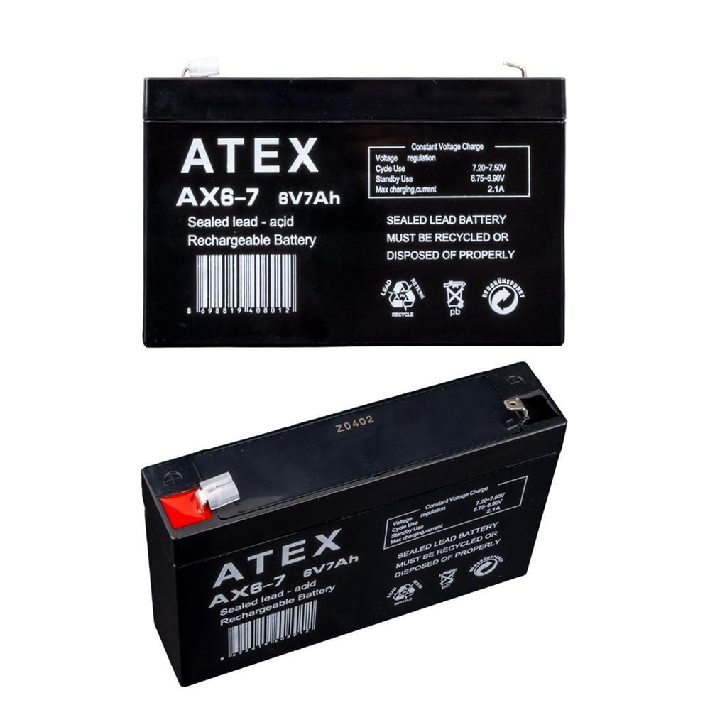 Atex Atex 6 Volt - 7 Amper Akü (150 x 50 x 94 mm) - Kuru Akü