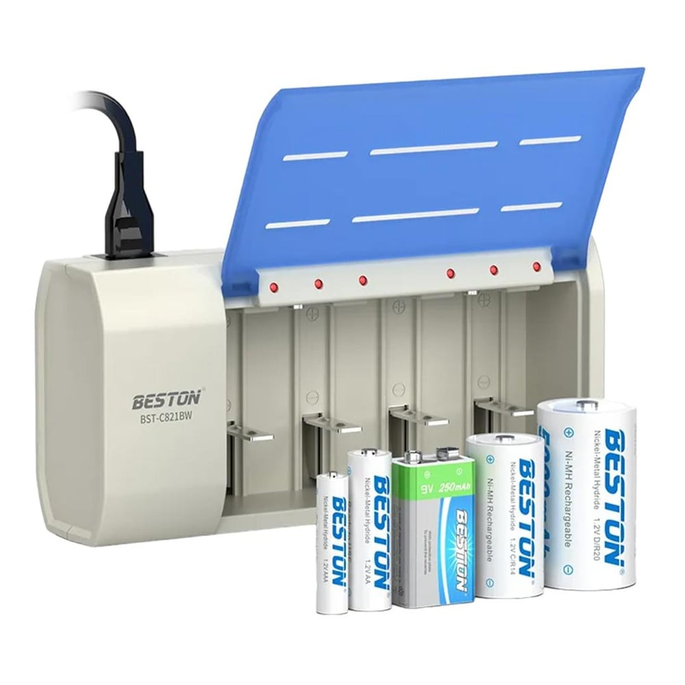 Beston Beston BST-C821BW (AA-AAA-C-D-9V-SC) Universal Pil Şarj Cihazı Tüm Boylar İçin Kullanılabilir - Pil Şarj Cihazları