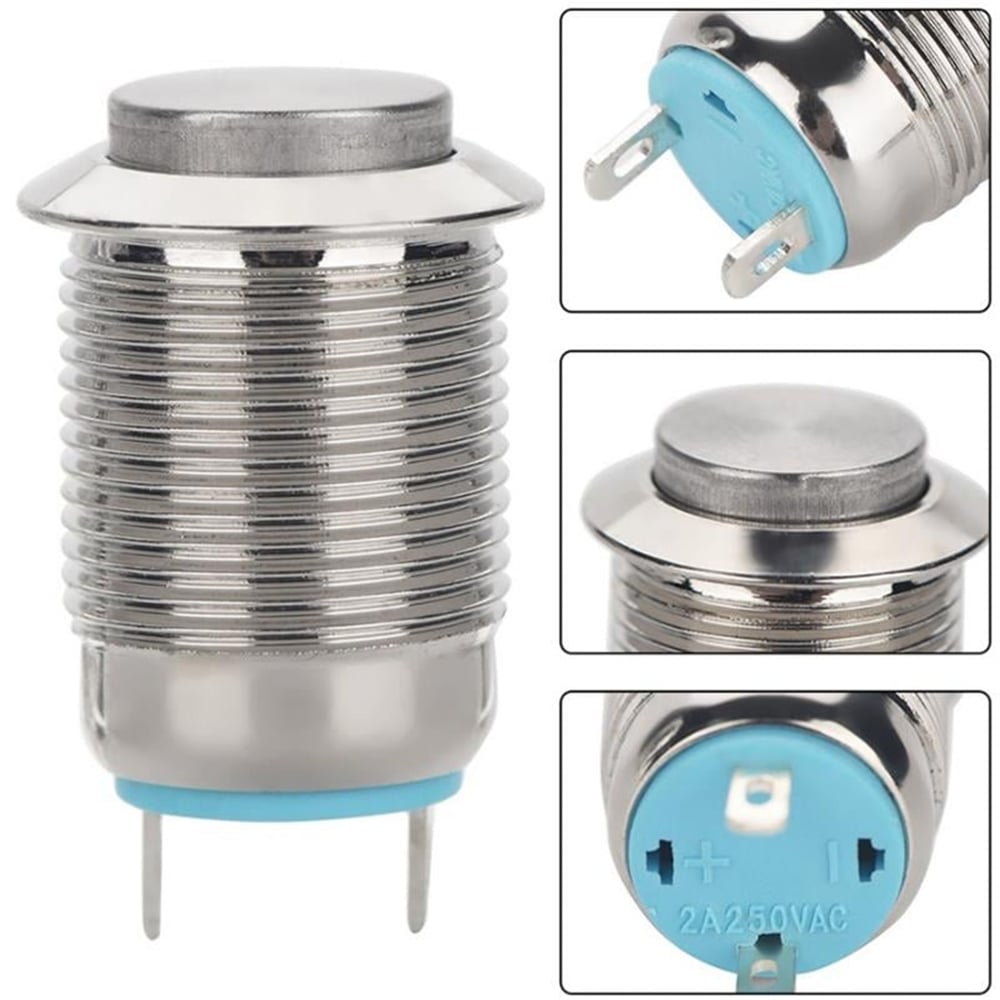 Powermaster D-12 12 Mm Işıksız 2 Pin Ip65 Çıkık Metal Yaylı Buton - Fiş - Jack - Şase
