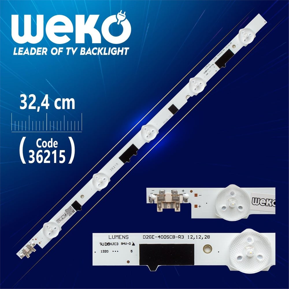 Weko D2GE-400SCB-R3 - 2013SVS40F R 5 REV1.9 - RİGHT - (BL) - Bakır Tabanlı 5 Ledli (32.4 CM) Tv Led Bar - Tv Led Bar