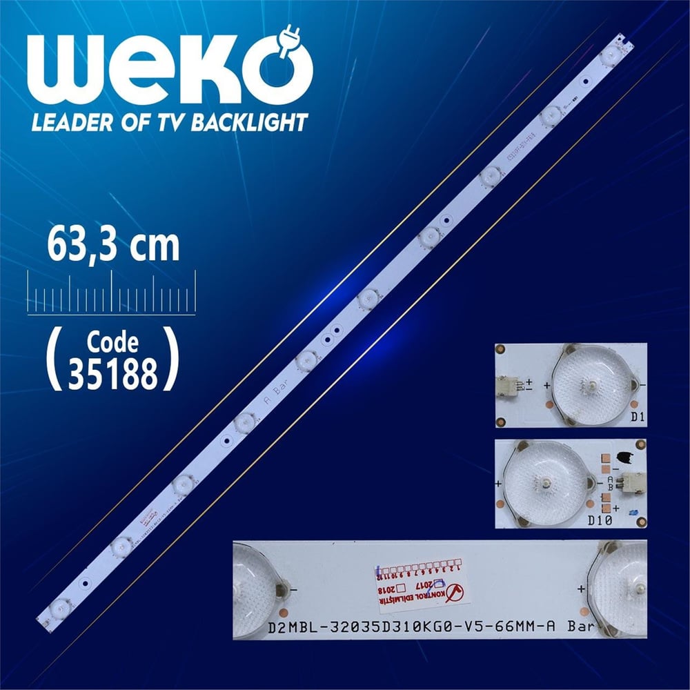 Weko D2MBL-32035D310KG0-V5-66MM-A BAR - (63.3 Cm) - 10 Ledli - (WK-492) Tv Led Bar - Tv Led Bar