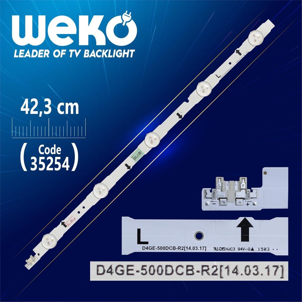 Weko D4GE-500DCB-R2 - L TYPE - 42.3 Cm 5 Ledli - (WK-911) Tv Led Bar - Tv Led Bar