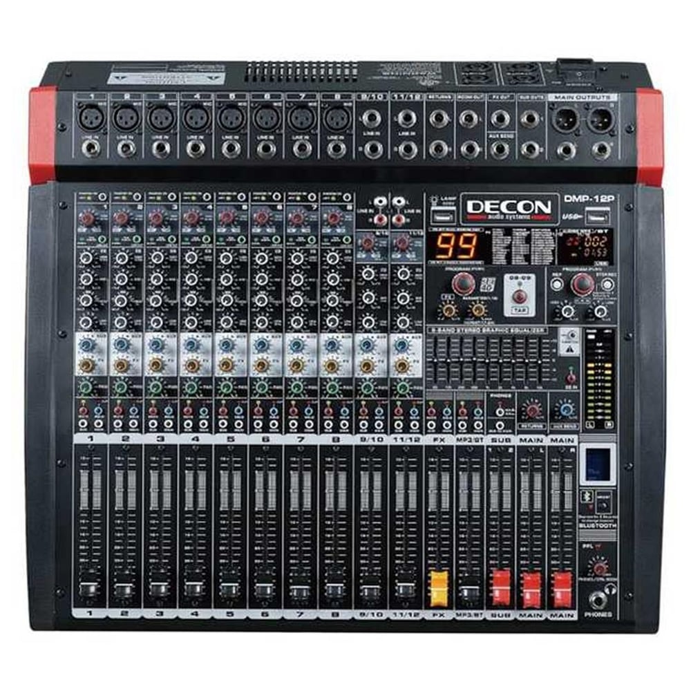 Decon Decon DMP-12P Usb-Bluetooth 8 Kanal Mono / 2 Kanal Stereo 2X650w 12 Kanal Power Mixer - Seslendirme Mixerleri