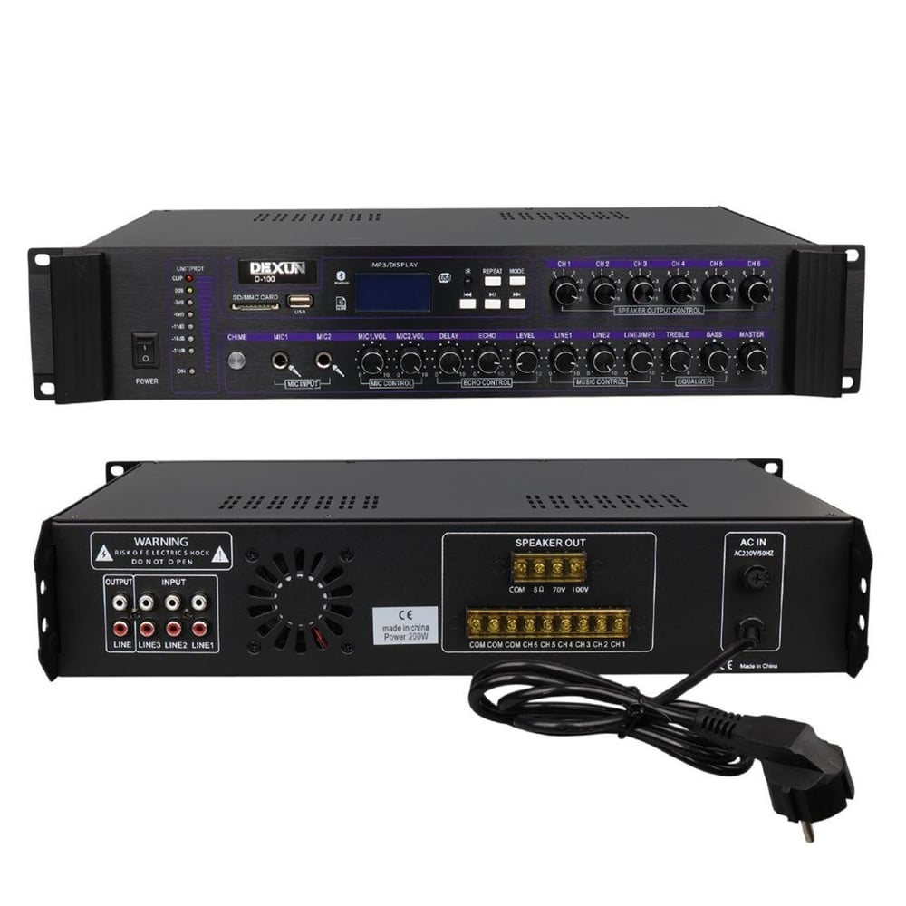 Dexun Dexun D-100 60W USB-SD Girişli 100V Hat Trafolu Anfi - Seslendirme Amfileri