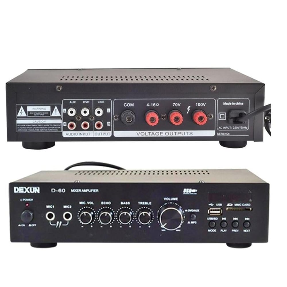 Dexun Dexun D-60 USB-SD-BT 60W-100V 2 Mik Girişli  Anfi - Seslendirme Amfileri