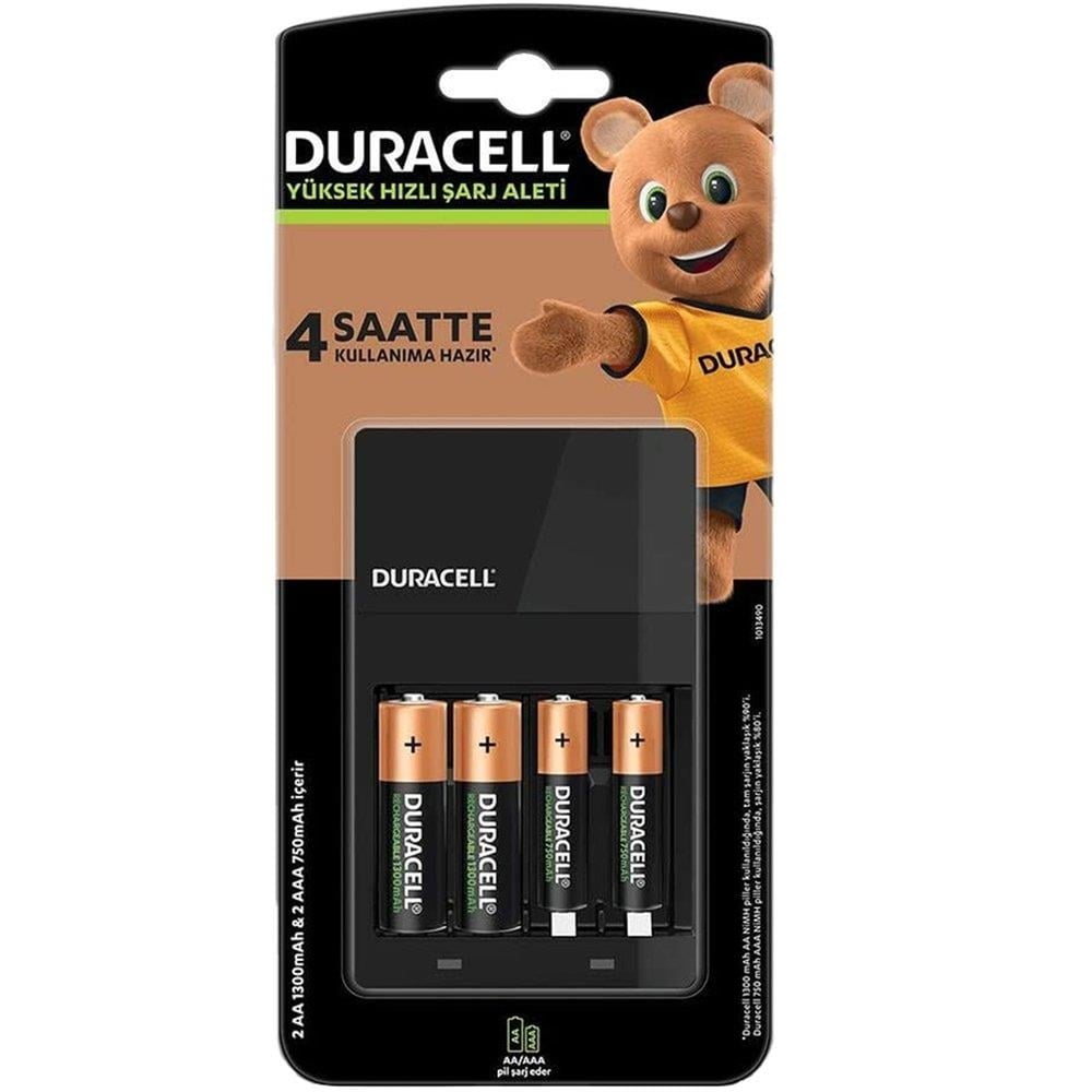 Duracell Duracell AA*2 + AAA*2 (Pilli) Hızlı Pil Şarj Aleti CEF14 (2 Adet *750 mAh AAA + 2 Adet* 1300 mAh AA Pil) - Pil Şarj Cihazları