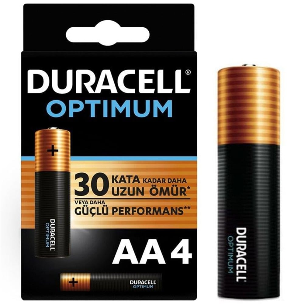 Duracell Duracell Optimum 1.5 Volt Alkalin AA 4’lü İnce Kalem Pil MX1500 - Piller
