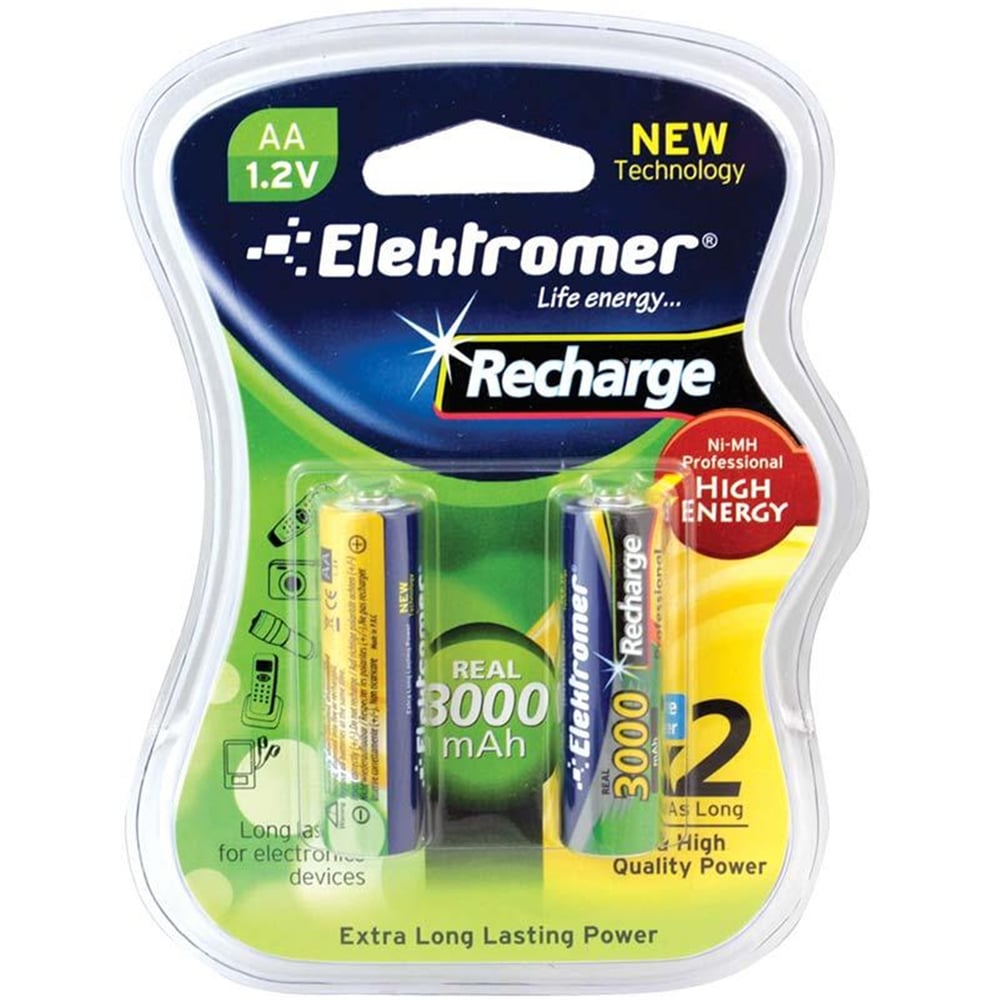 Elektromer Elektromer 3000 mA Şarjlı AA Kalem 2'li Pil - Şarjlı Piller