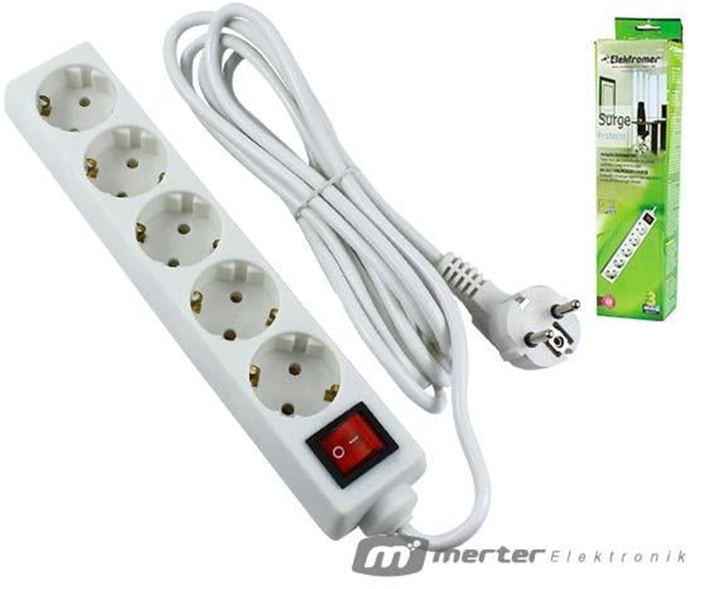 Elektromer Elektromer Elt-530 5Li 3 Metre Kablolu Anahtarlı Akım Korumalı Grup Priz - Grup Prizler