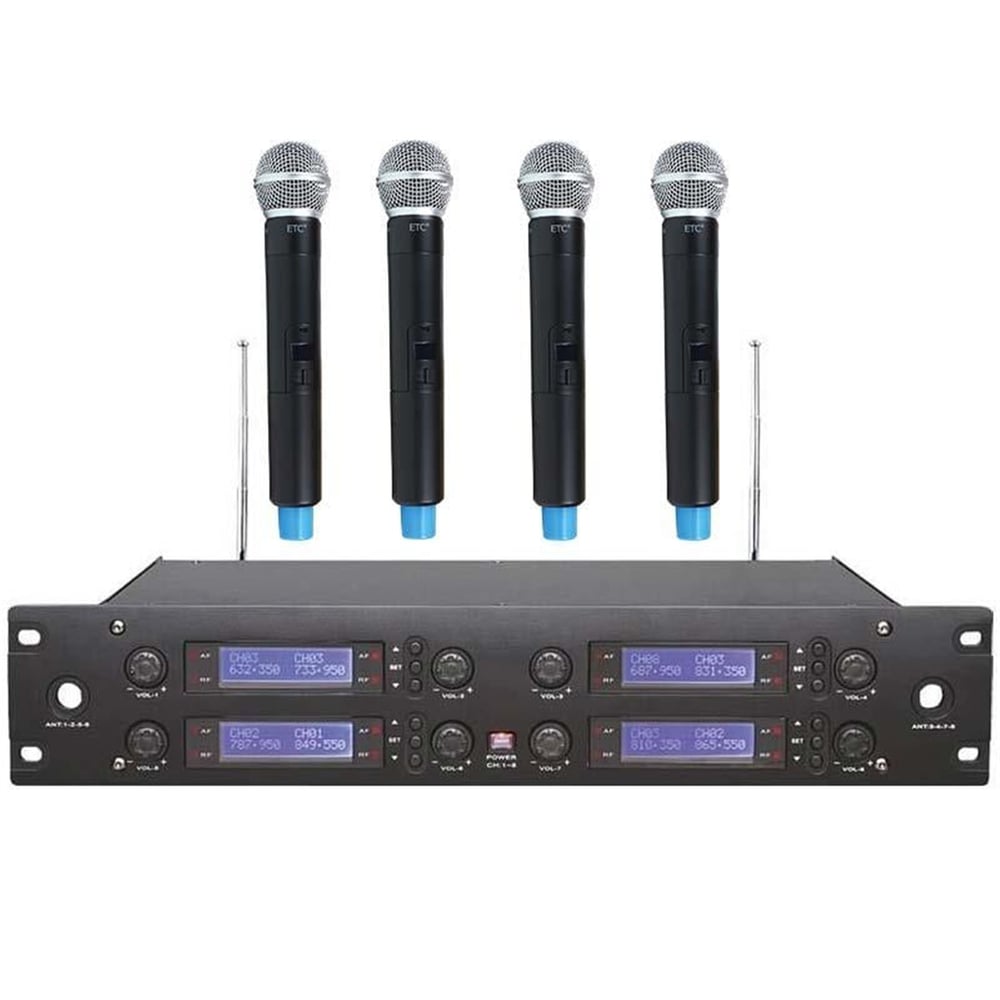 Etc Etc 1004 4 Adet Kablosuz El Mikrofonlu 4 Kanal Uhf Receiver Telsiz Mikrofon - Kablosuz Mikrofonlar