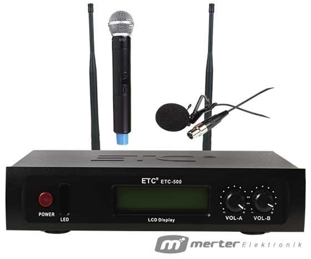 Etc Etc-500 Uhf 1El+1Yaka Kablosuz Telsiz Mikrofon - Kablosuz Mikrofonlar