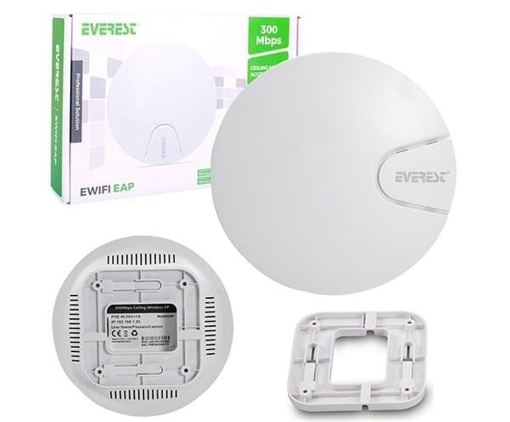 Everest Everest EWIFI EAP 300 Mbps 11N 2.4GHZ Tavan Access Point Router - Access Point-Router