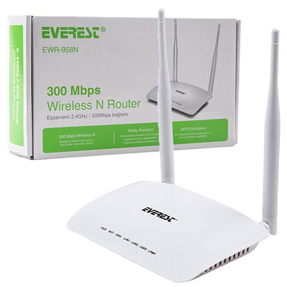 Everest Everest EWR-958N 300 Mbps 1 WAN+3 LAN Repeater Access Point - Access Point-Router