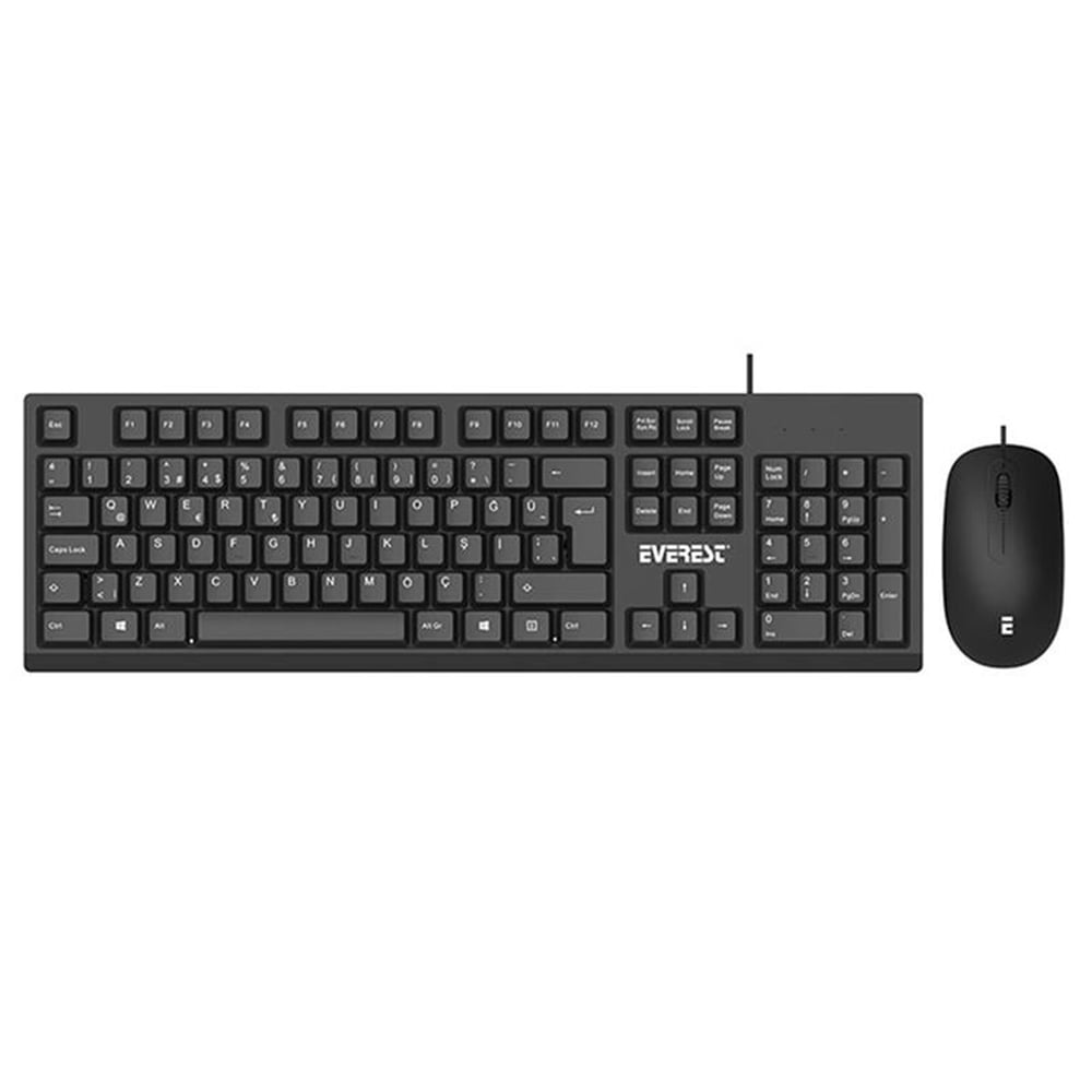 Everest Everest KM-615 Usb Kablolu Multimedya Q Klavye Optık Mouse Combo Set Siyah - Klavye & Mouse Set