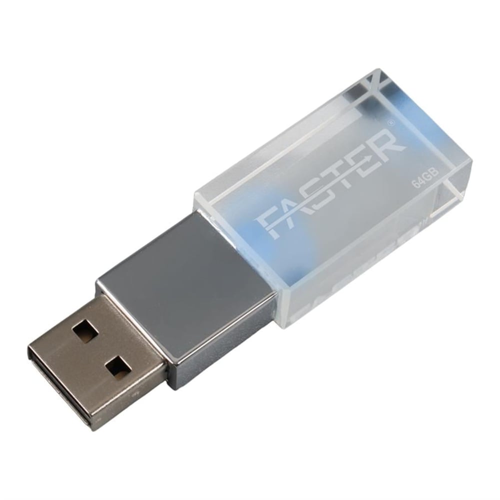 Faster Faster 64 GB Mimi Serisi USB 3.0 Yüksek Hızlı Mavi Işıklı Metal Flash Bellek - Flash Bellek