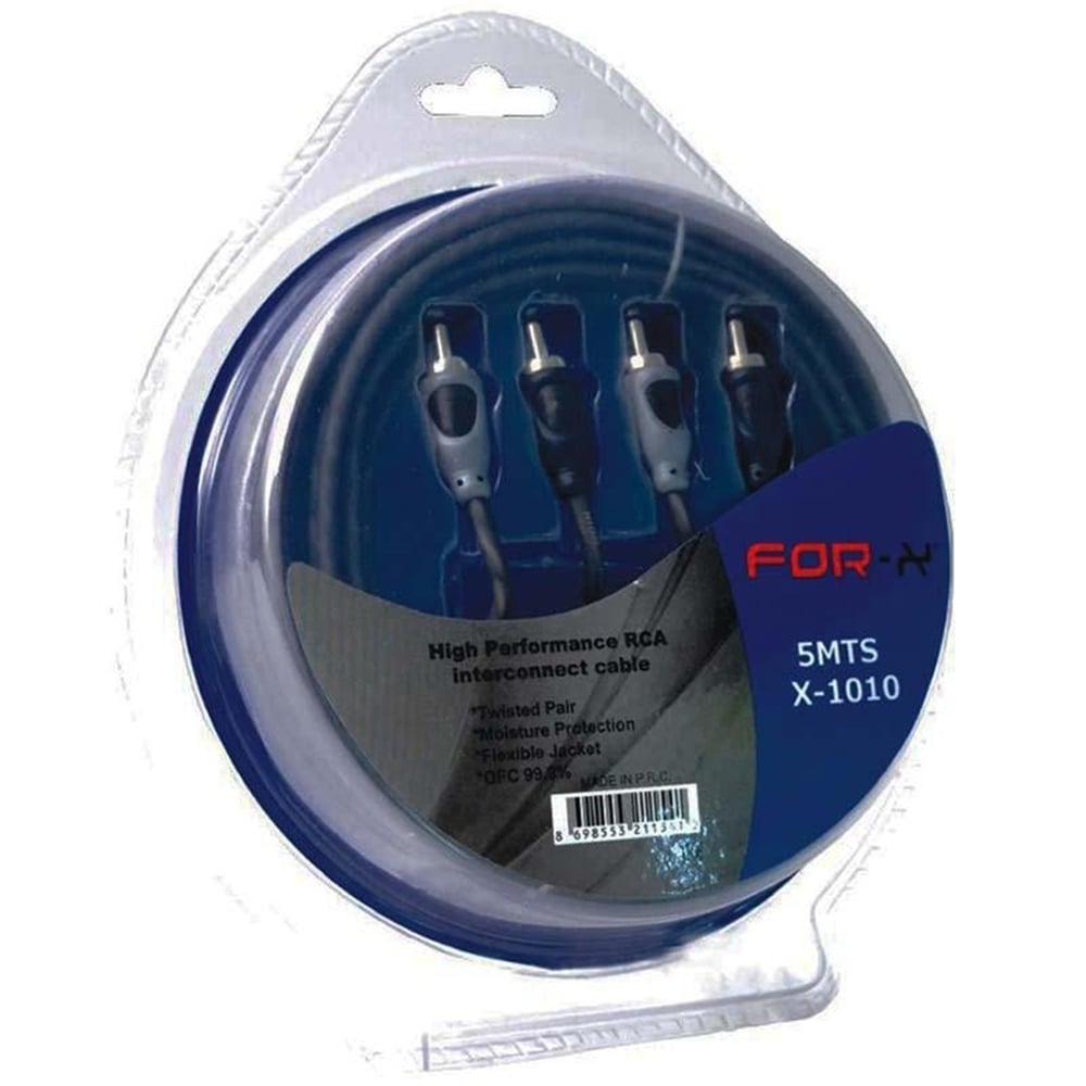 For-X For-X X-1010 2 Rca + 2 Rca Silikonlu 5 Metre Kablo - Oto Bıçaklı Sigorta