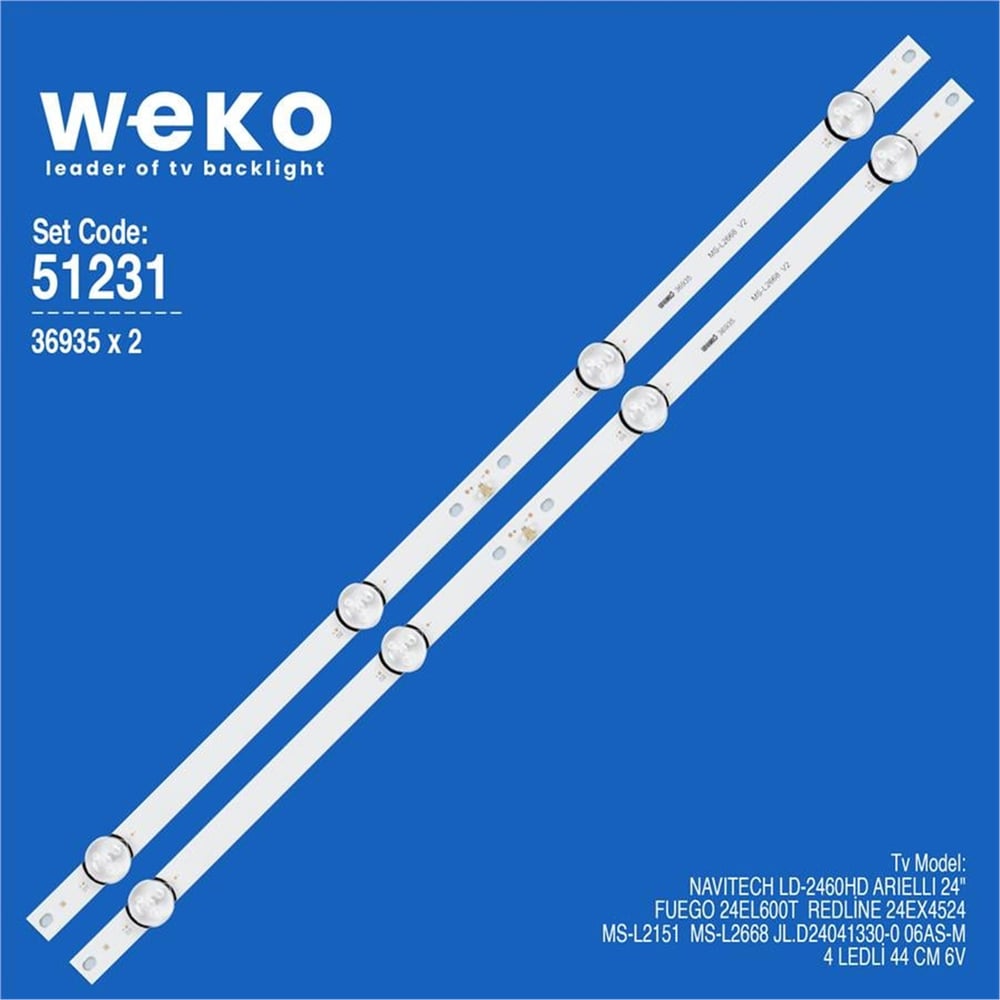 Weko Fuego 24EL600T 24'' 2 Adet Tv Led Bar - Navitech Led Bar