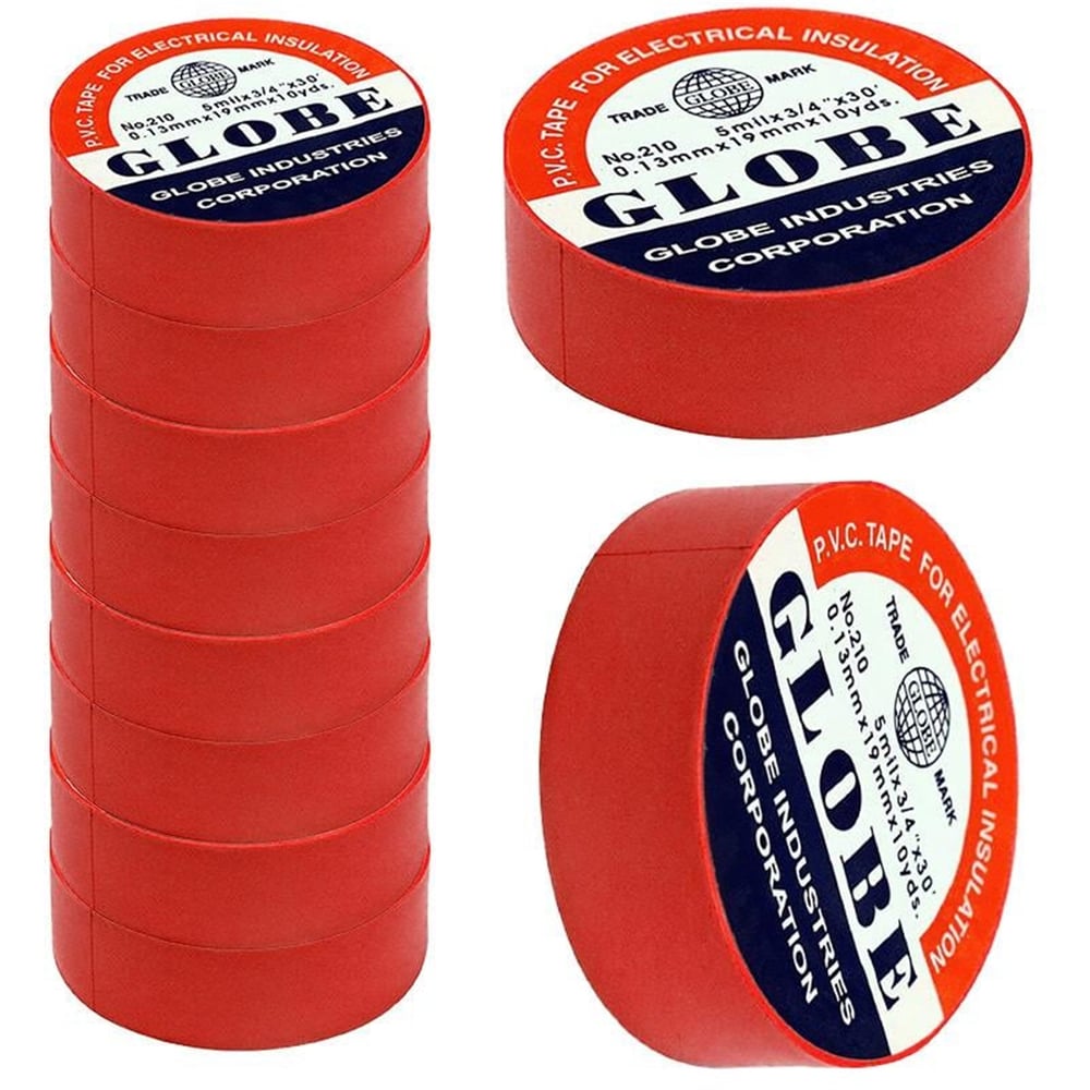 Globe Globe 0.13Mmx19Mm İzole Bant 10'lu Kırmızı - Kablo Ekipmanları