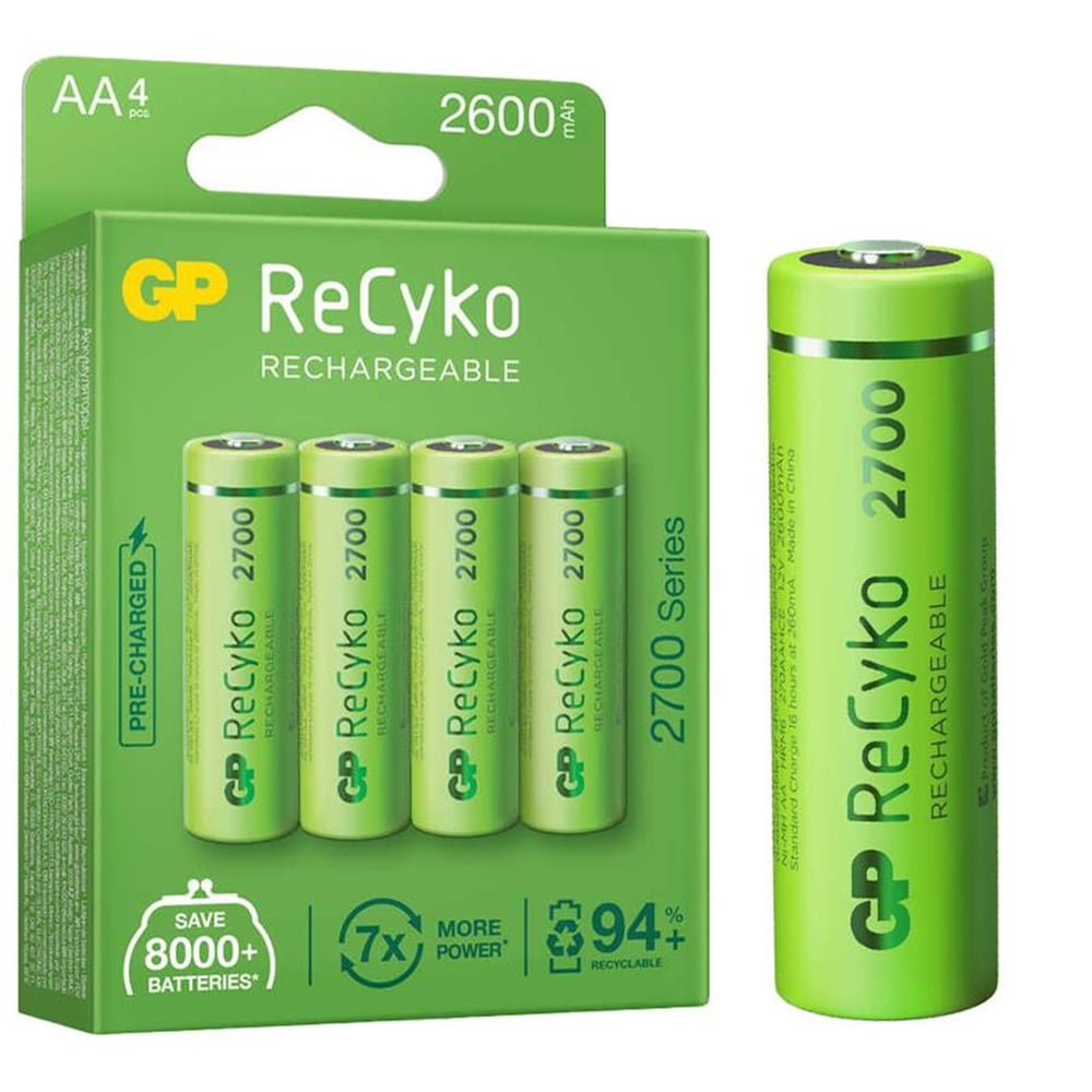 GP GP Recyko AA 2600 mAh Şarjlı 4'lü Pil GP270AAHCE-2EB4 (GPRHC272E001) - Şarjlı Piller