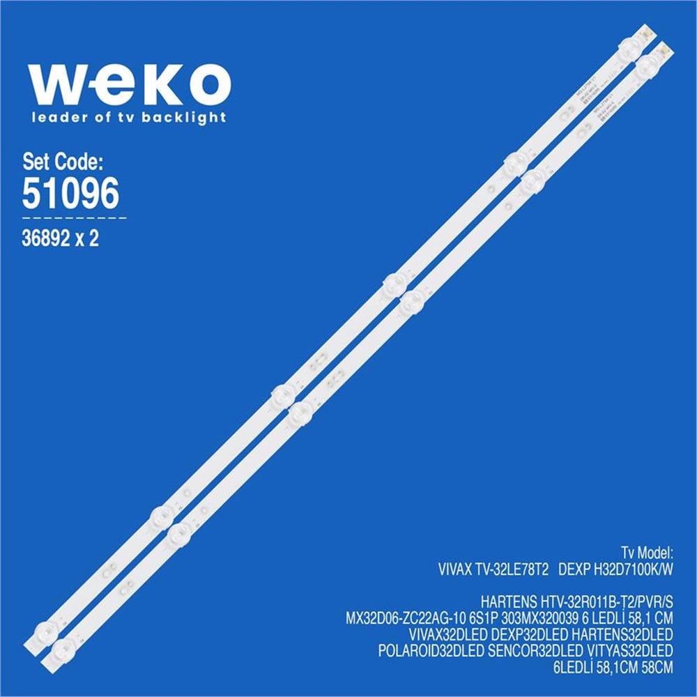 Weko Hartens HTV-32R011B-T2/PVR/S 32'' İnc 2 Adet Tv Led Bar - Diğer Led Bar Çeşitleri