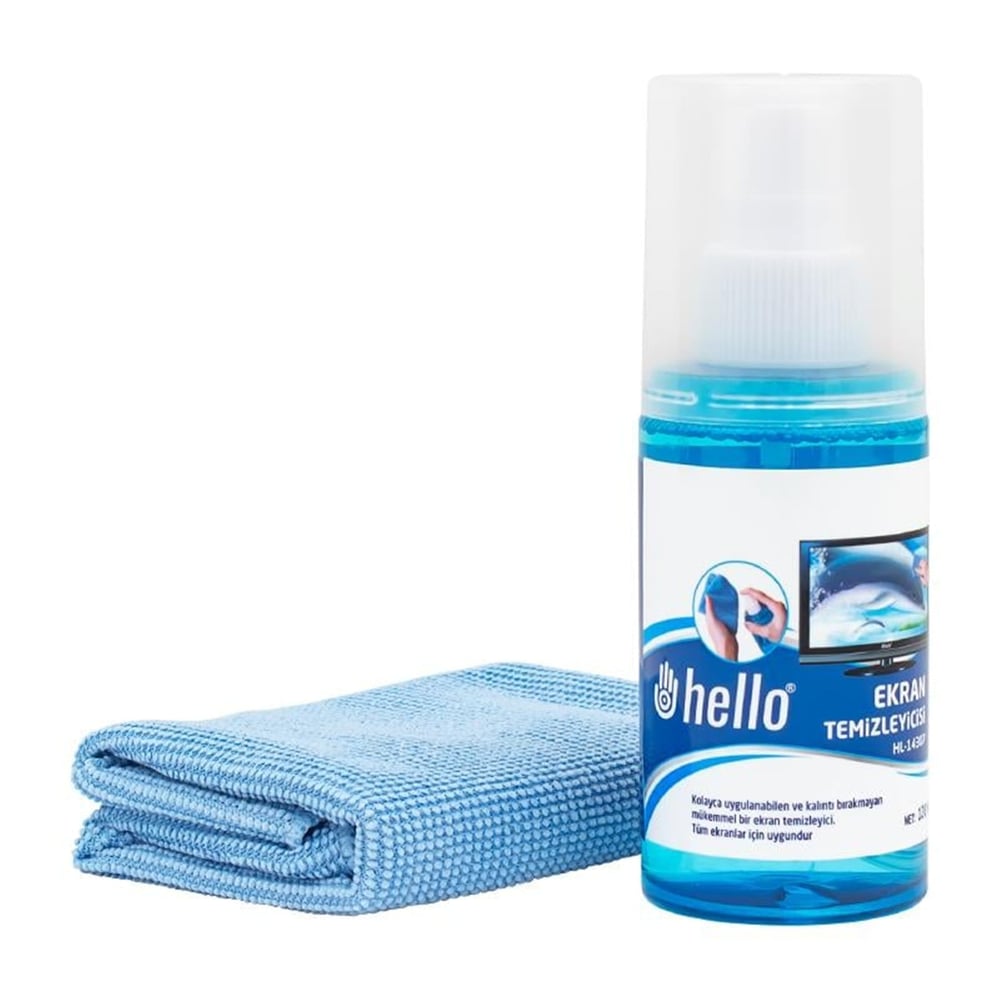 Hello Hello HL-14307 Sprey + Mikrofiber Bez 120 Ml. Lcd Ekran Temizleme Seti - Lcd Temizleme Setleri