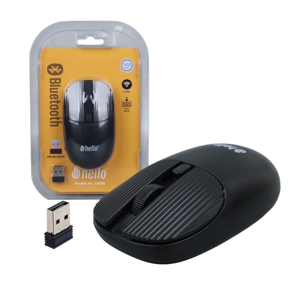 Hello Hello HL-21808 Siyah 1000 DPI 2.4Ghz Kablosuz Bluetooth Mouse - Mouse