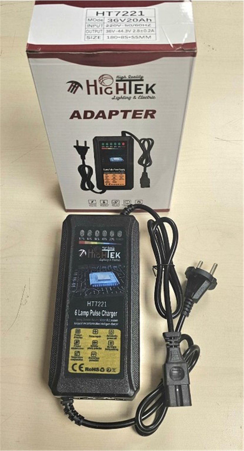 Reyonex HIGHTEK HT-7221 36 VOLT 20 AMPER ELEKTRİKLİ BİSİKLET - MOTOSİKLET ŞARJ ADAPTÖRÜ - Akü Şarj Cihazları