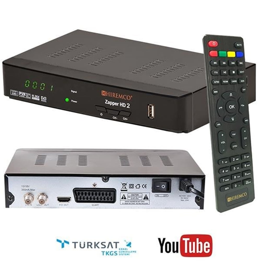 Hiremco Hiremco Zapper HD 2 Full Hd Uydu Alıcısı TKGS'li - Hiremco Uydu Alıcısı