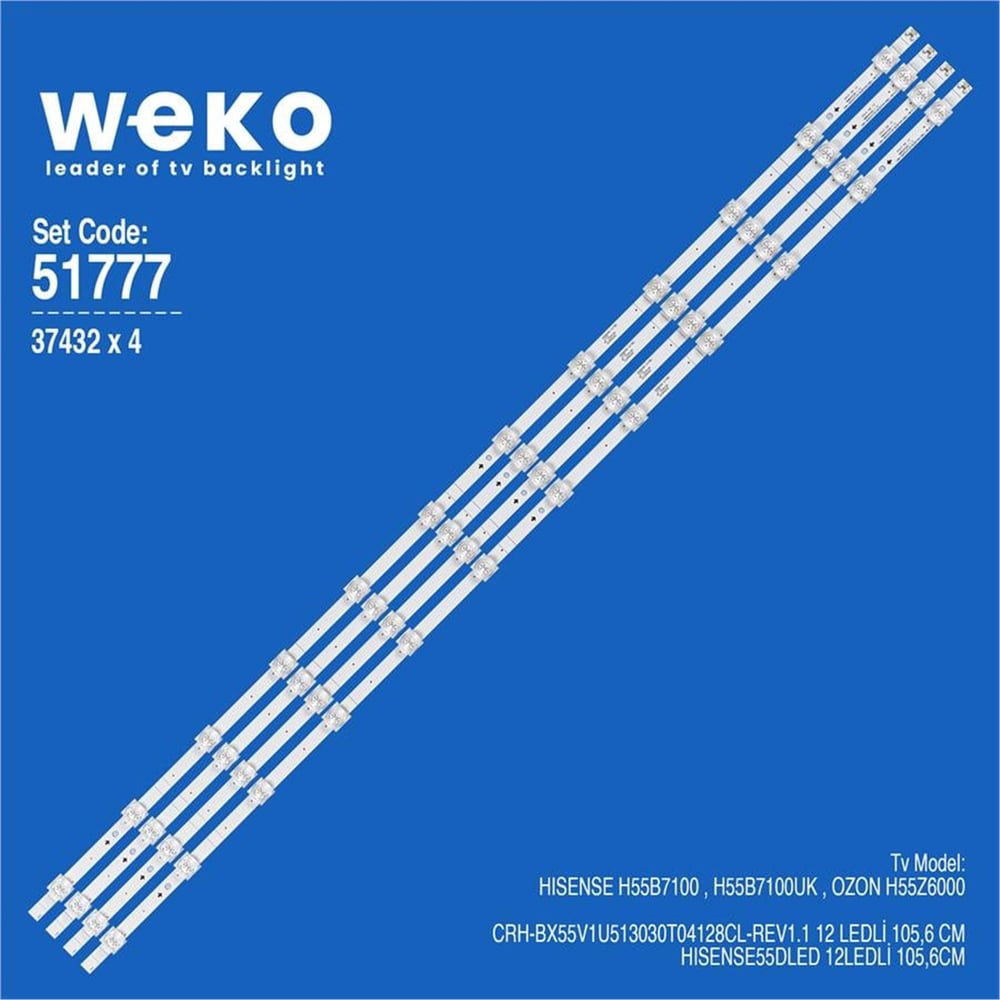 Weko Hisense H55B7100 55'' 4 Adet Tv Led Bar - Hisense Led Bar