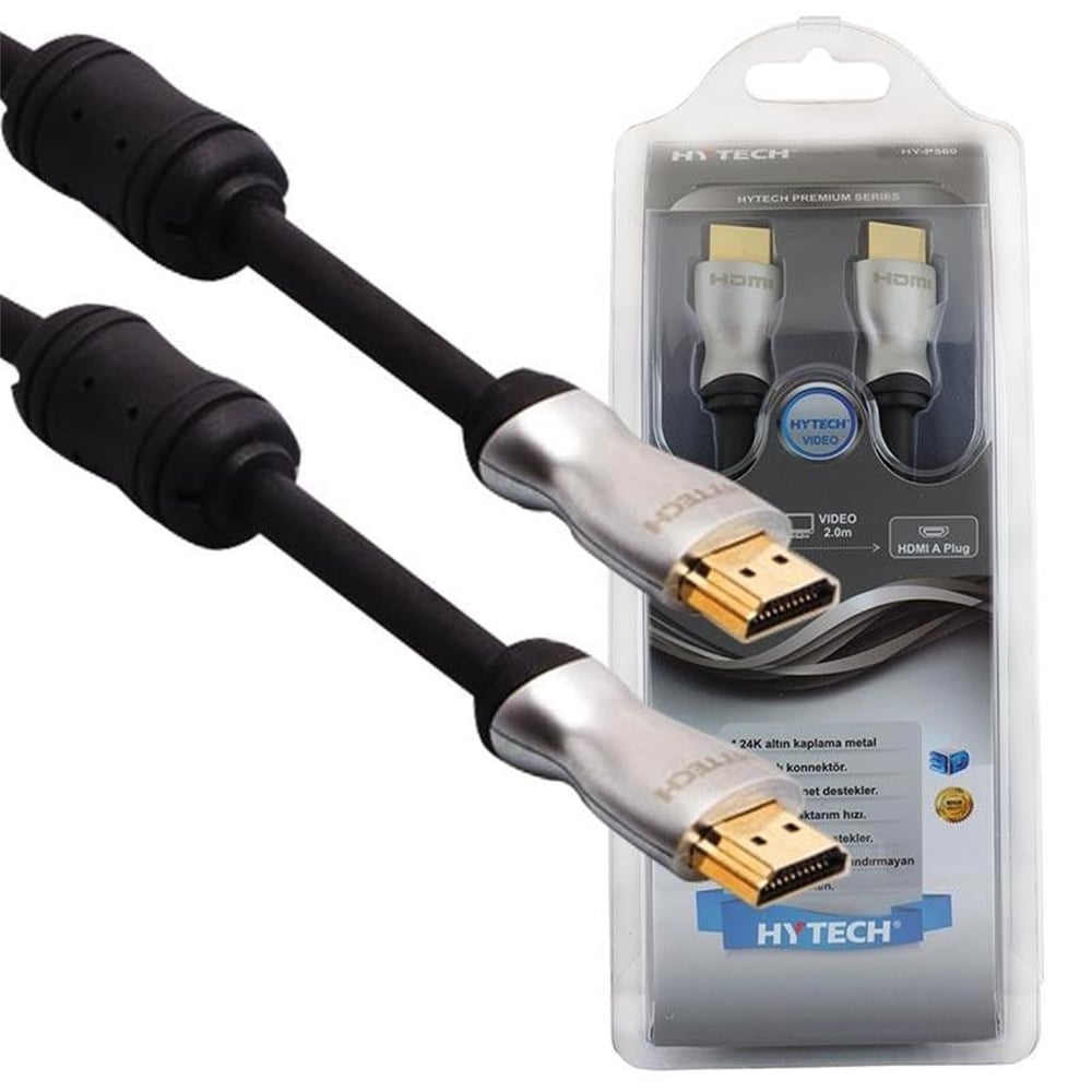 Hytech Hytech HY-P560 Altın Uçlu 3D 2 Metre HDMI Kablo - HDMI Kablo